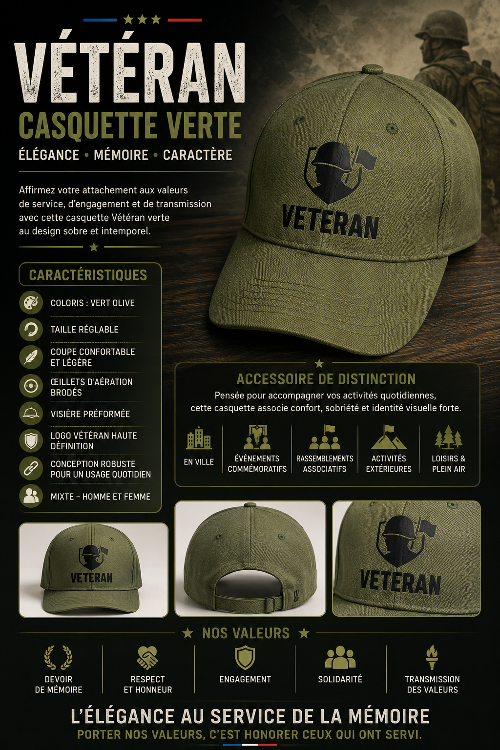CASQUETTE VÉTÉRAN VERTE