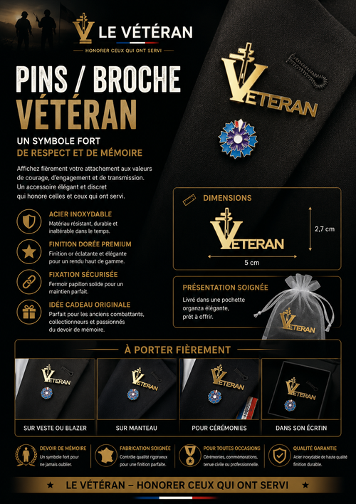 BROCHE « LE VÉTÉRAN » – FINITION OR