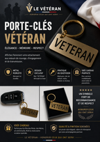 Porte-clés VÉTÉRAN – Plaque Métal Premium OR