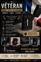 🇫🇷 BRIQUET TEMPÊTE RECHARGEABLE VÉTÉRAN 🇫🇷