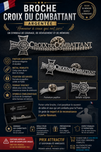 BROCHE « CROIX DU COMBATTANT » ARGENTÉE