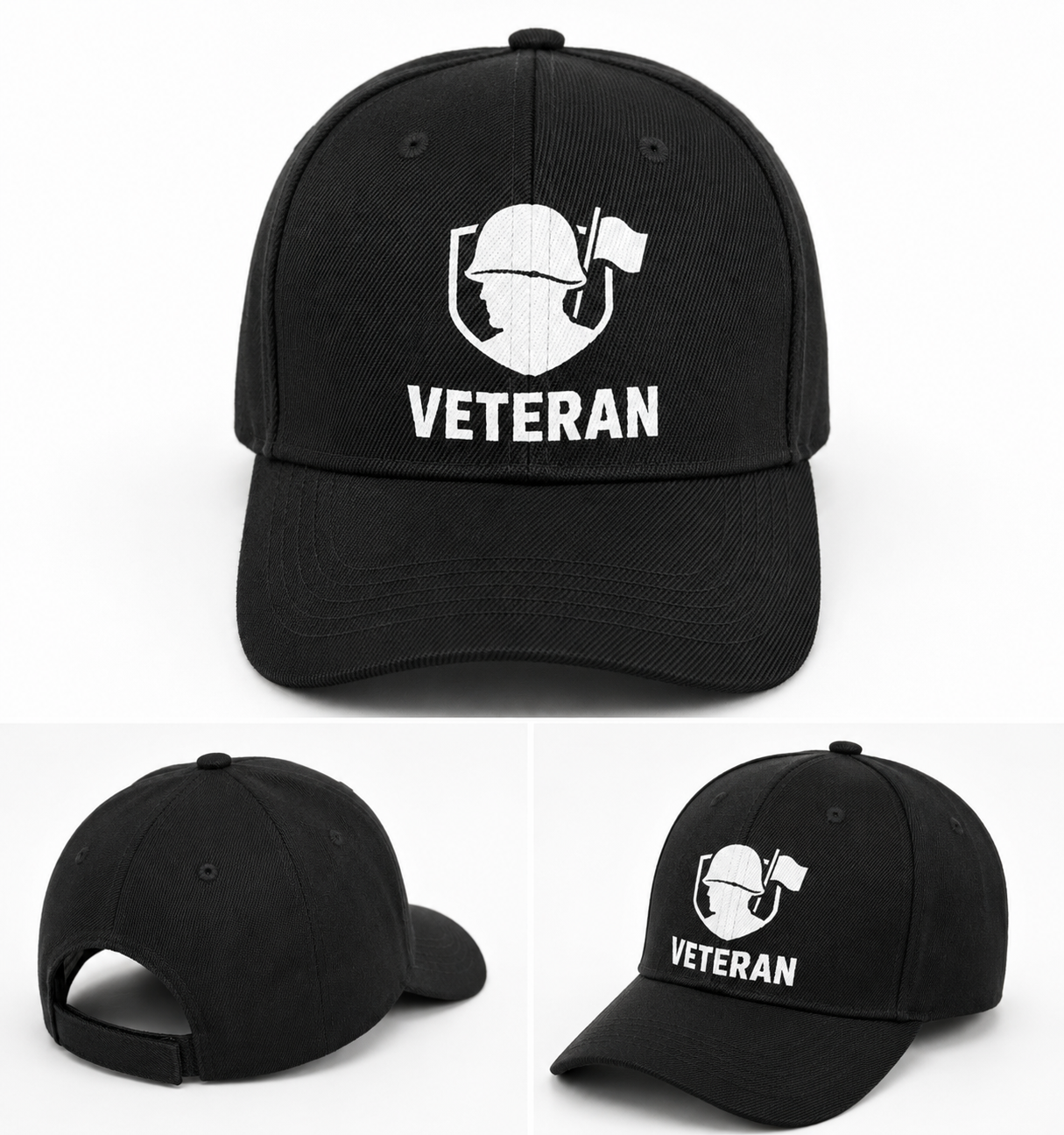 CASQUETTE NOIRE VÉTÉRAN – Logo Soldat