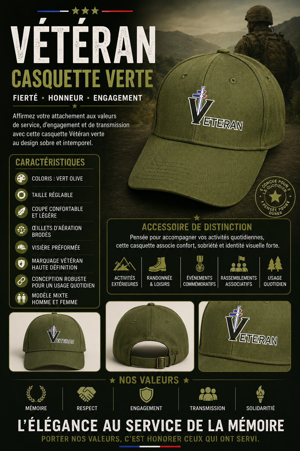 CASQUETTE VÉTÉRAN VERTE