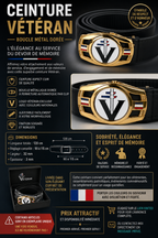 CEINTURE VÉTÉRAN – BOUCLE MÉTAL DORÉE