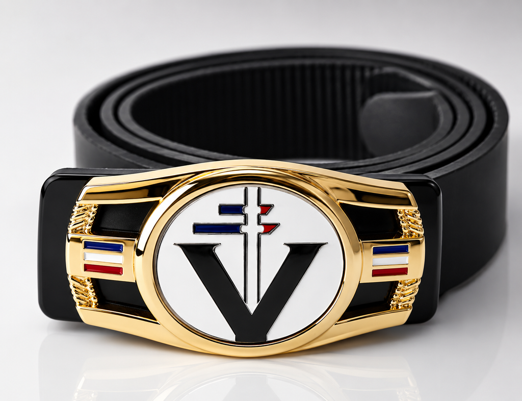 CEINTURE VÉTÉRAN – BOUCLE MÉTAL DORÉE