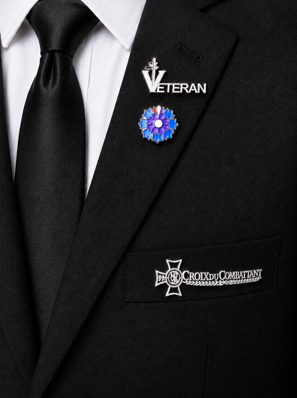 BROCHE « CROIX DU COMBATTANT » ARGENTÉE